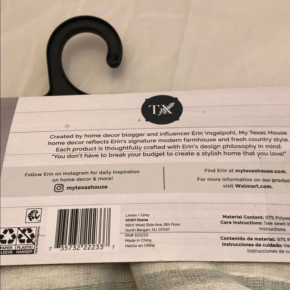 My Texas House Cream and Gray Striped Tie-Top Curtain Panel Pair